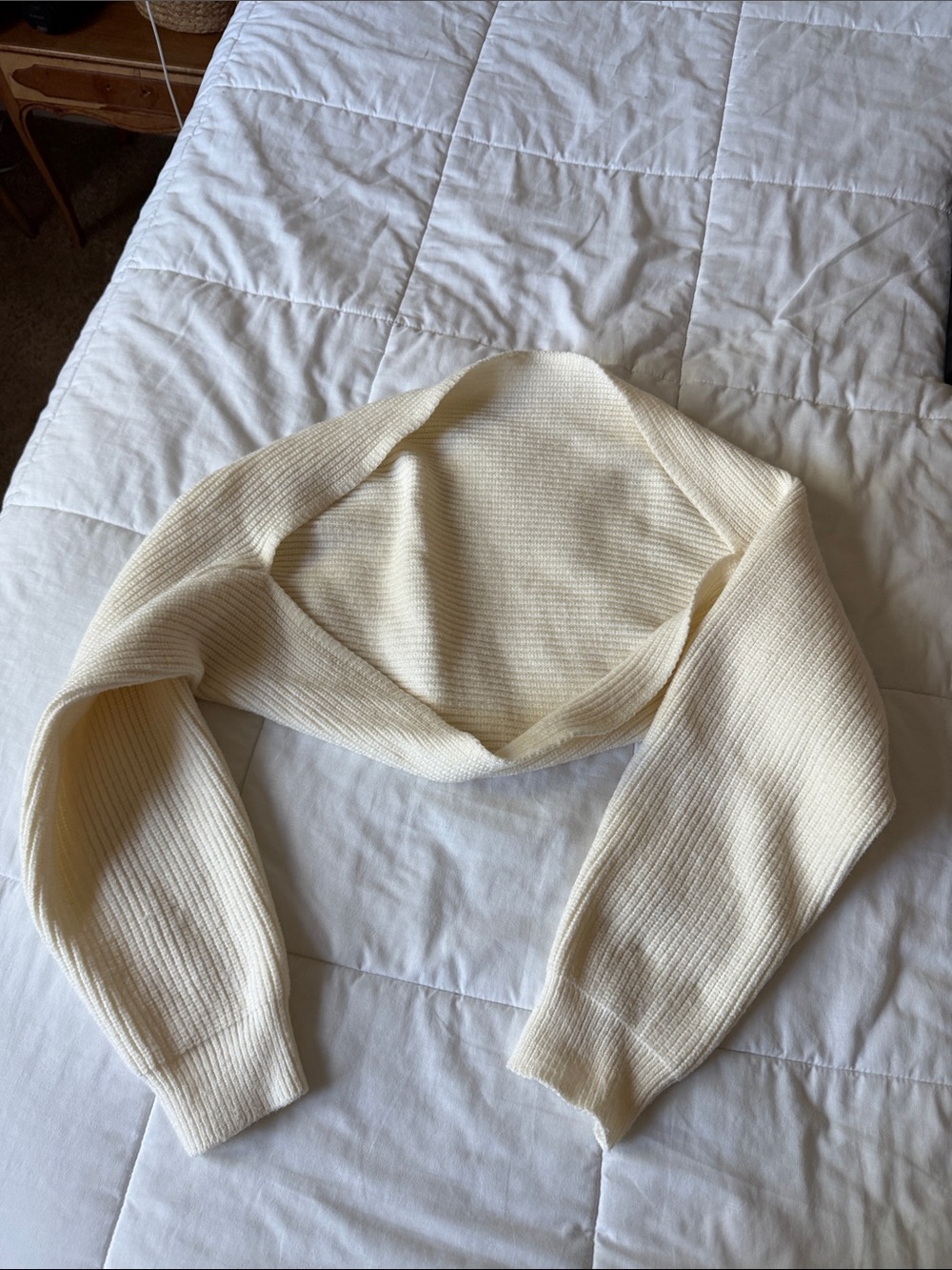 Cream Rib-Knit Women’s Bolero Sweater